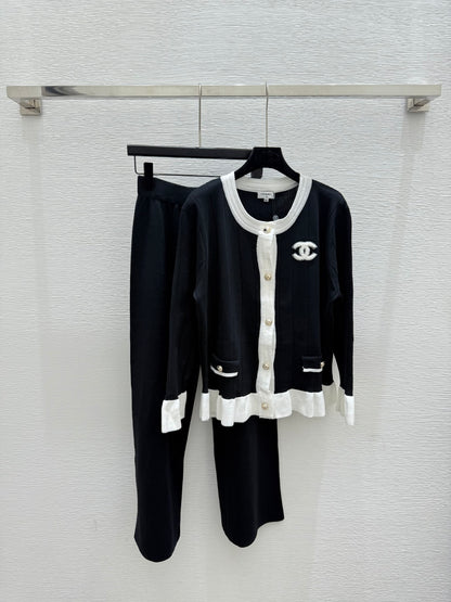 25fw Color blocked minimalist knitted suit