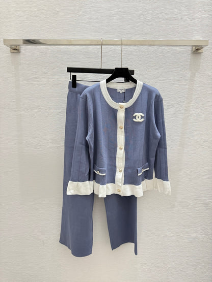 25fw Color blocked minimalist knitted suit