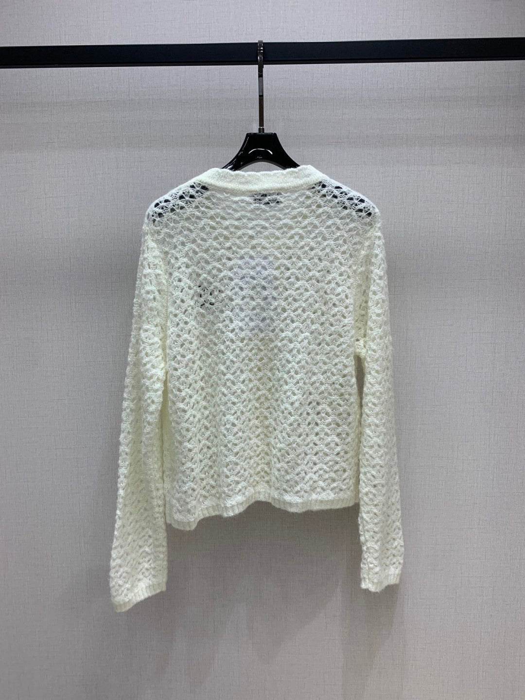 25fw Hollow out round neck knitted cardigan