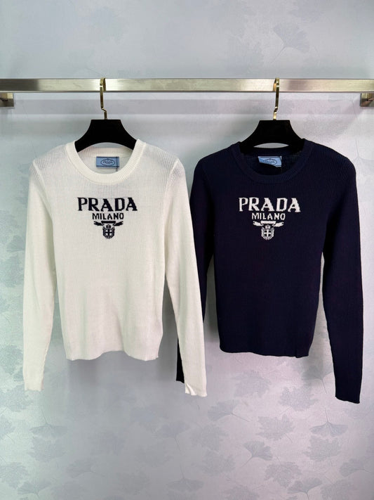 25fw Logo slim fit knitted long sleeved shirt