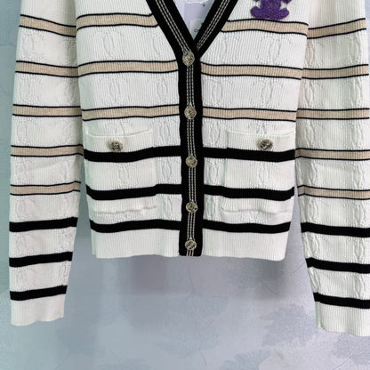 25fw Vertical pit striped knitted cardigan