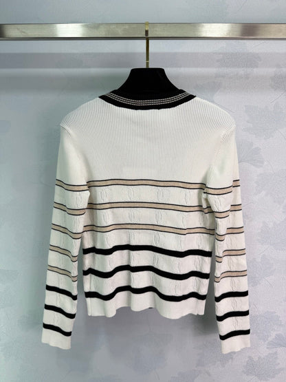 25fw Vertical pit striped knitted cardigan