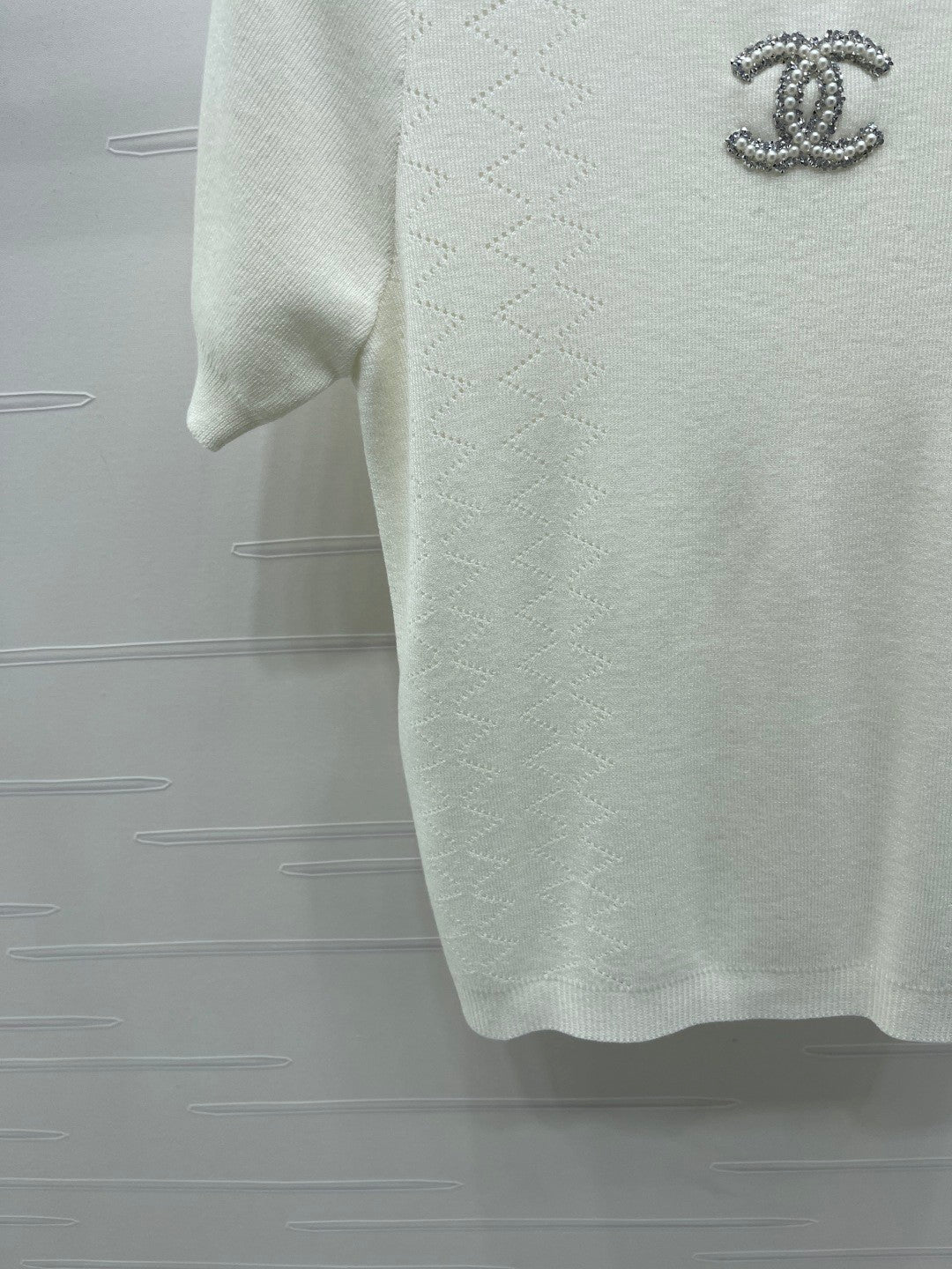 25fw Butterfly Embroidered Knitted Short Sleeve