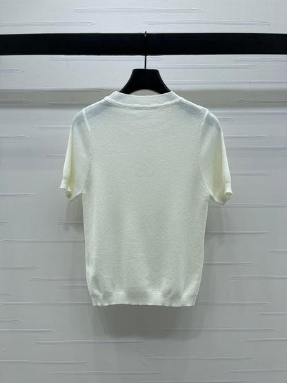 25fw Butterfly Embroidered Knitted Short Sleeve