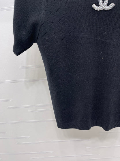 25fw Butterfly Embroidered Knitted Short Sleeve