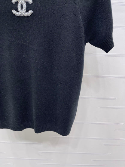 25fw Butterfly Embroidered Knitted Short Sleeve