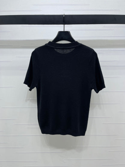 25fw Butterfly Embroidered Knitted Short Sleeve