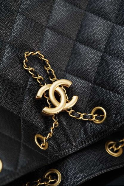 Drawstring bucket bag（Black)