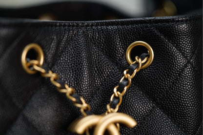 Drawstring bucket bag（Black)