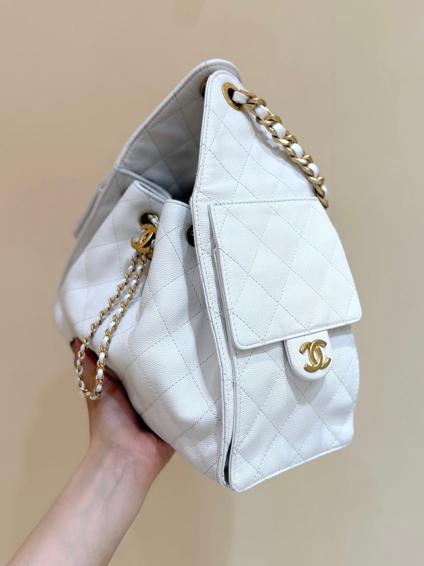 Drawstring bucket bag （WHite）