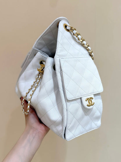 Drawstring bucket bag （WHite）