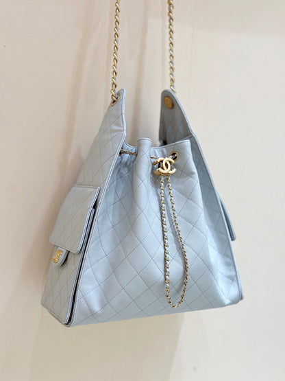 Drawstring bucket bag (light blue）