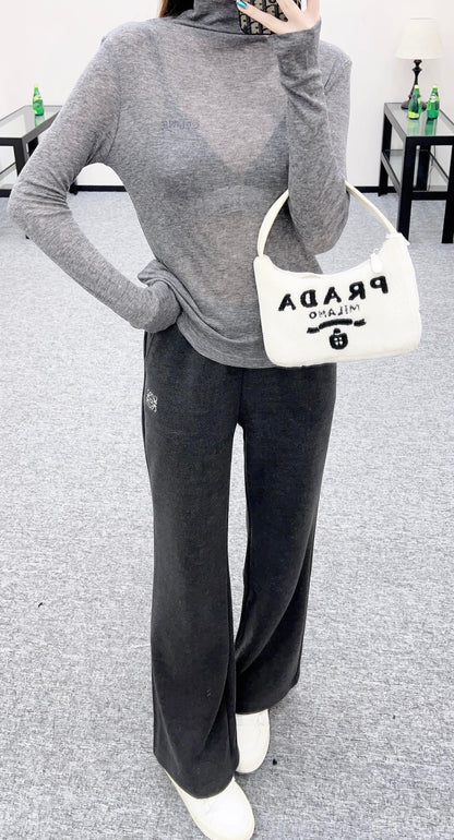 Slim fit letter high neck base shirt