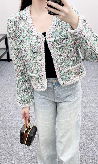 Handmade edge tied knitted cardigan