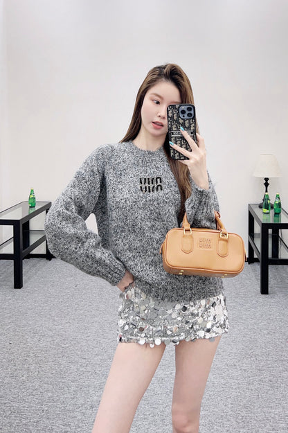 Logo beaded pullover sweater