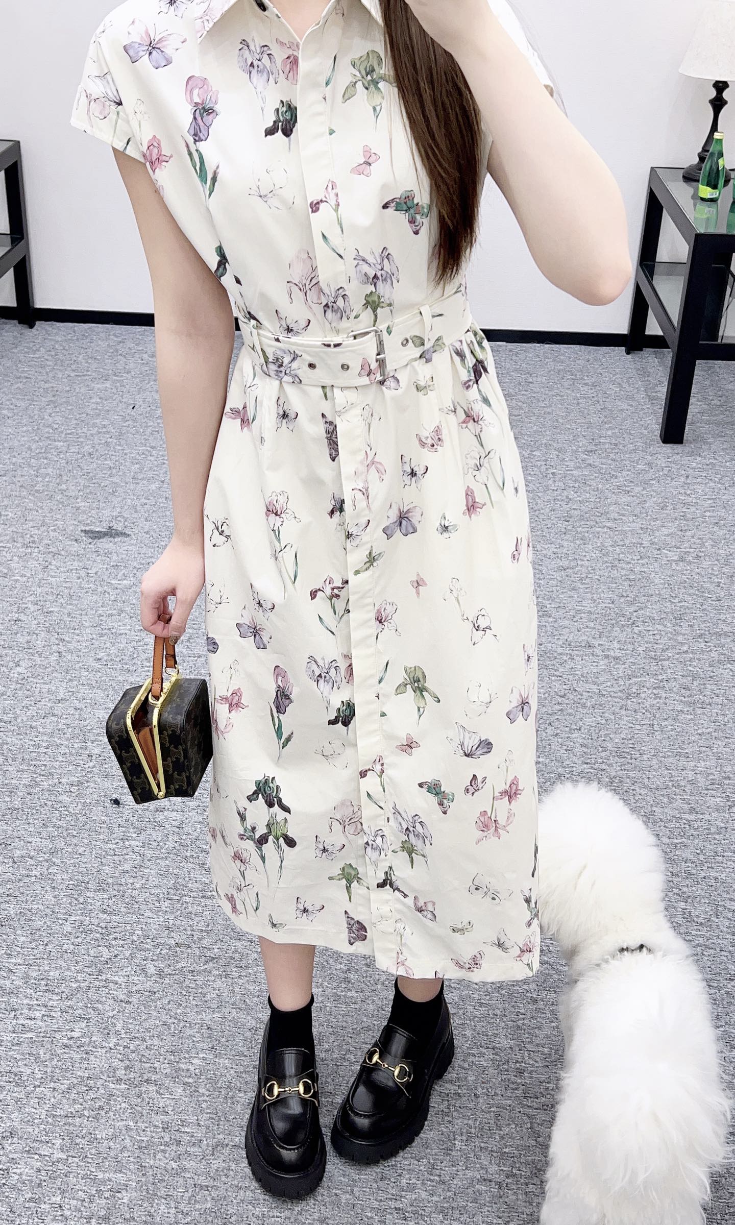 Direct spray printed short sleeved dress