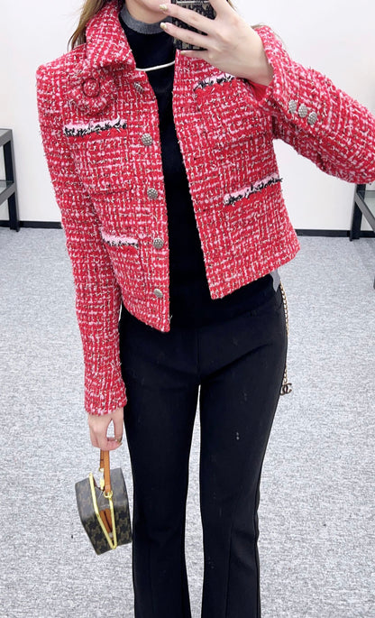 Camellia flower brooch woven jacket