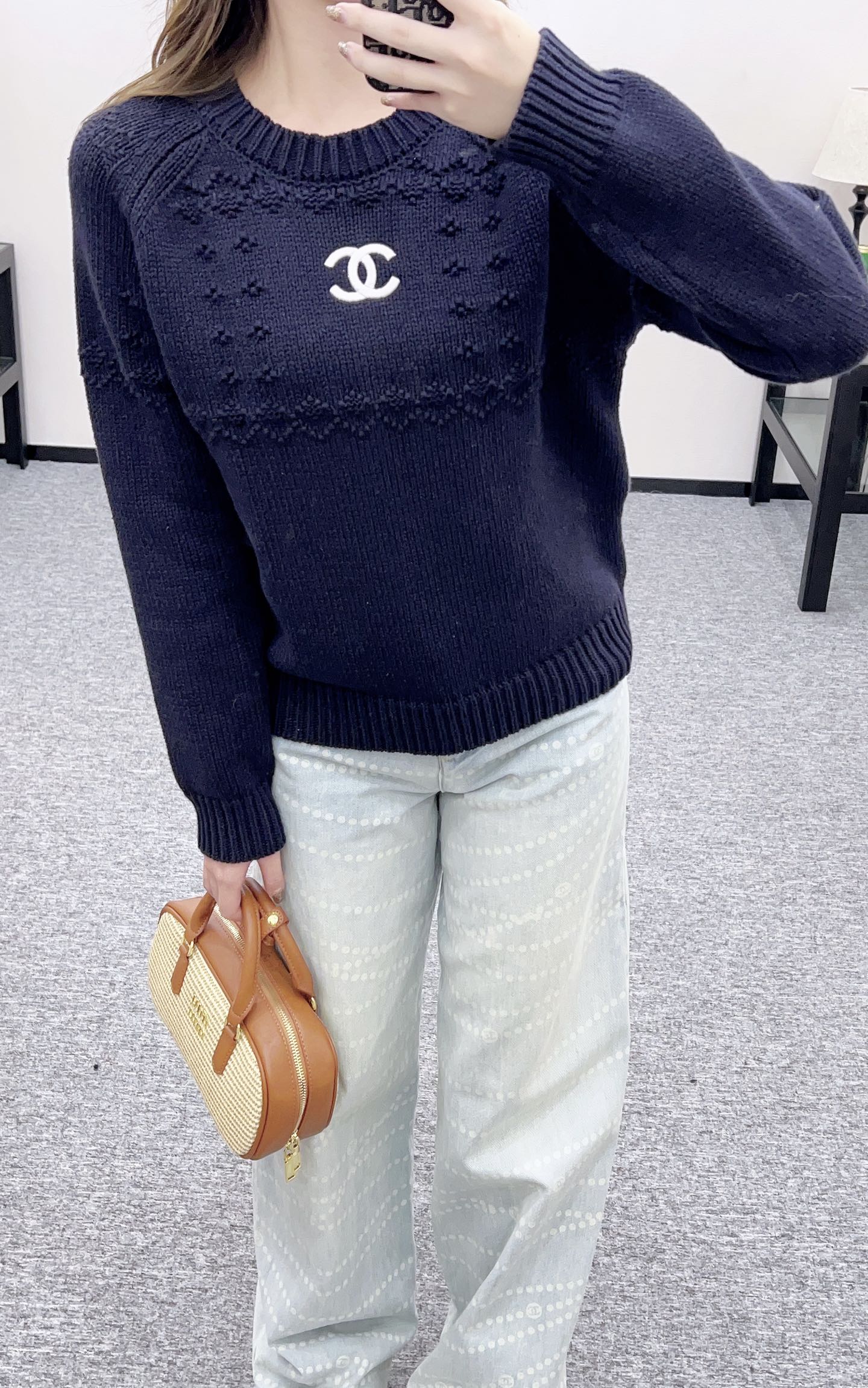 Embroidered crochet sweater