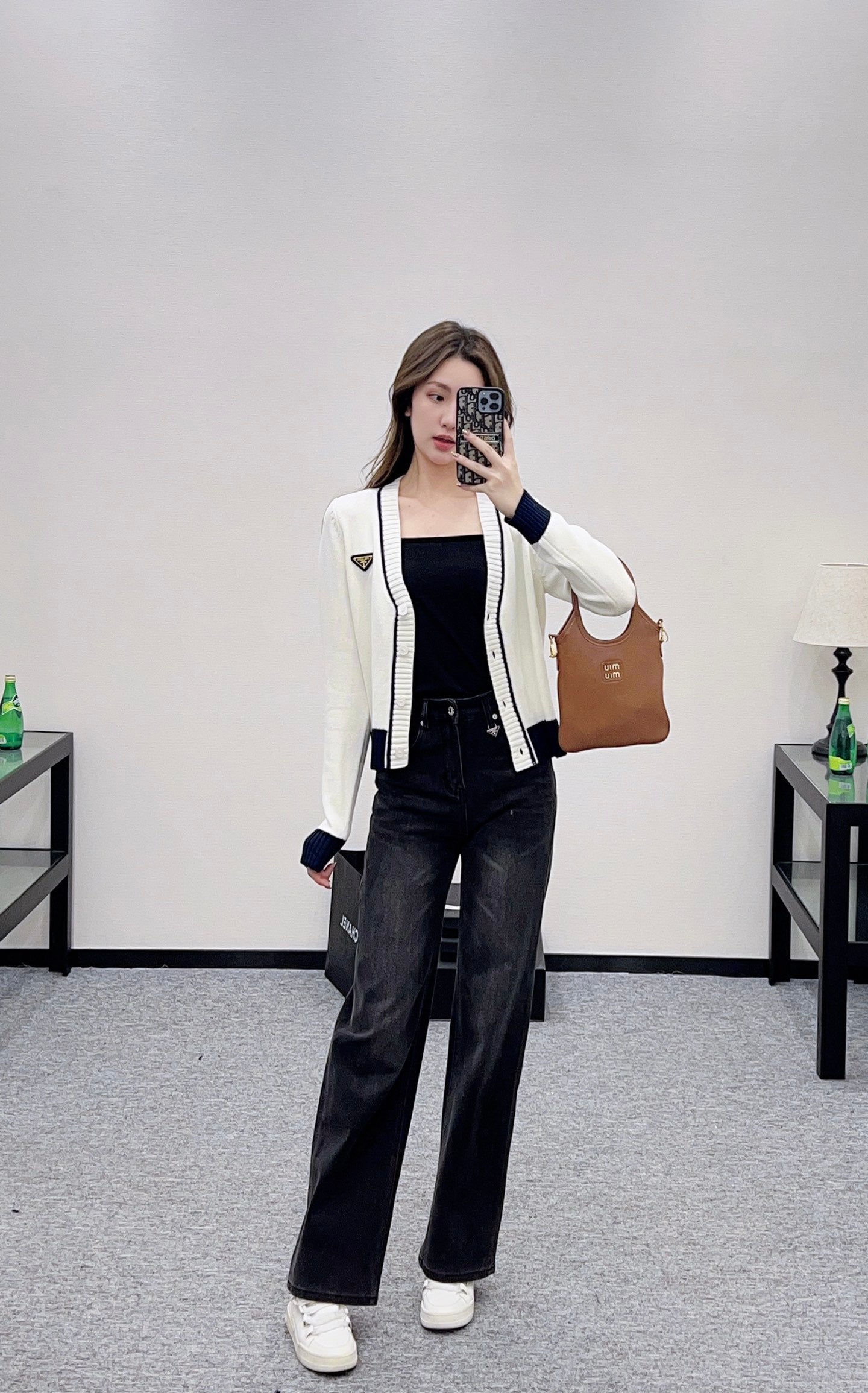 Straight leg denim pants