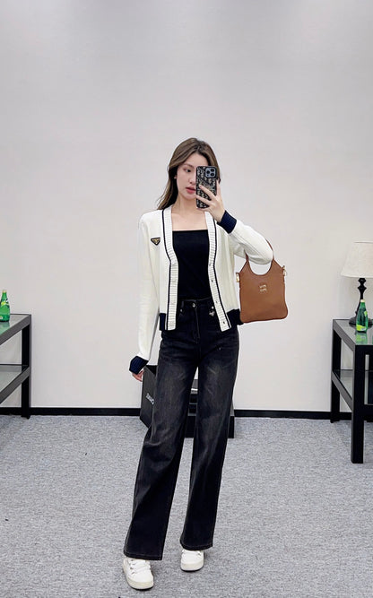 Straight leg denim pants