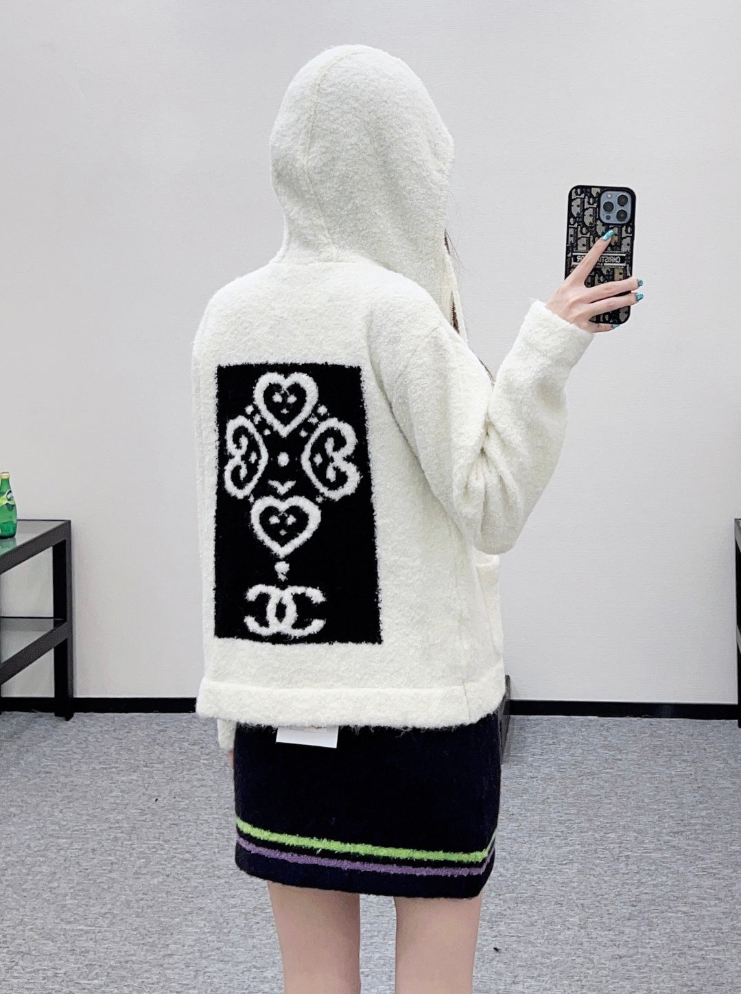 Knitted hooded zipper jacket