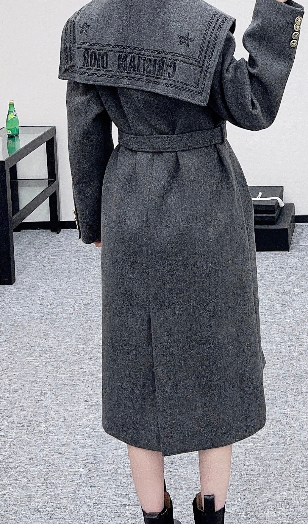 Big collar shawl long coat