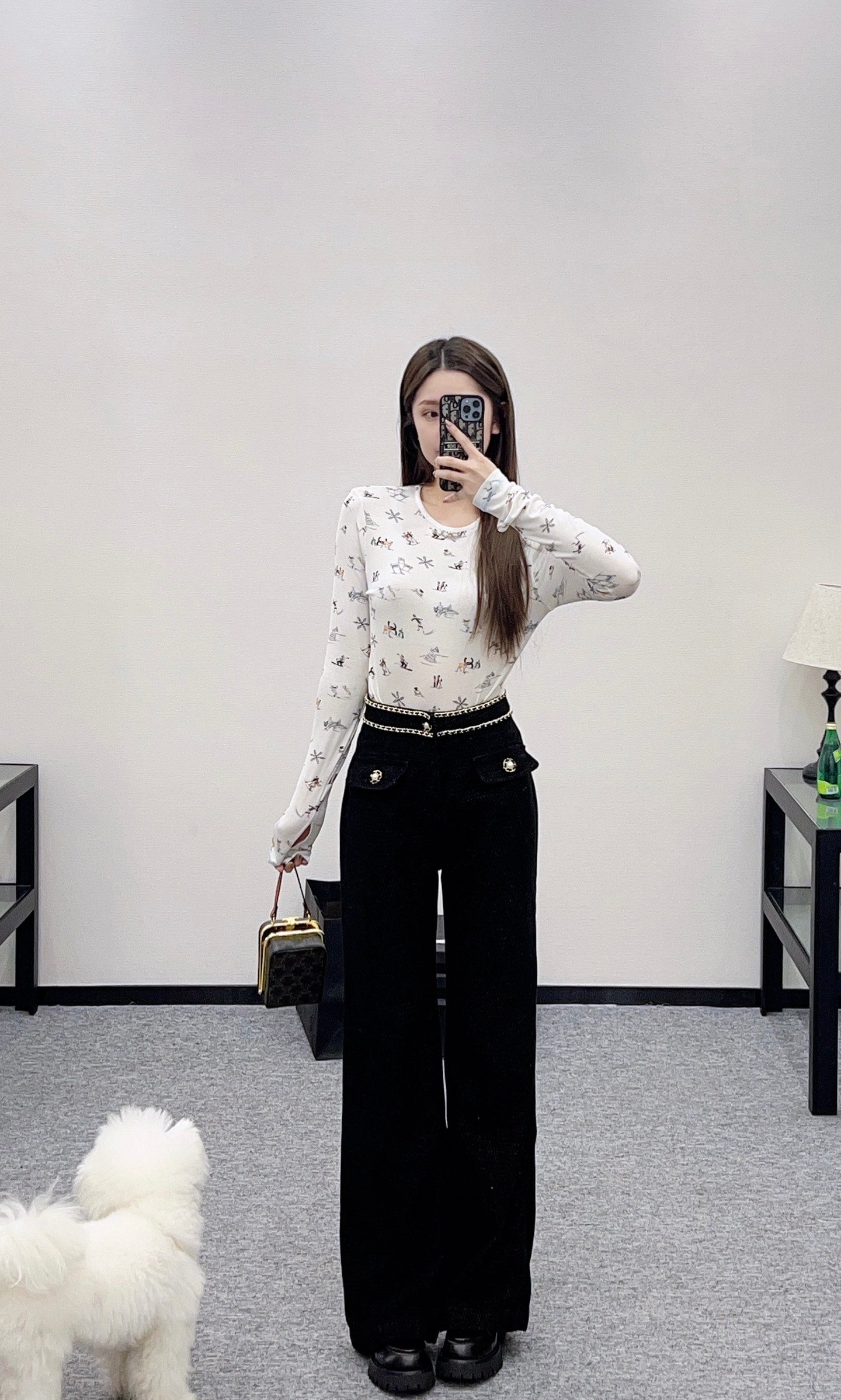 Belt Chain Wide Leg Pants