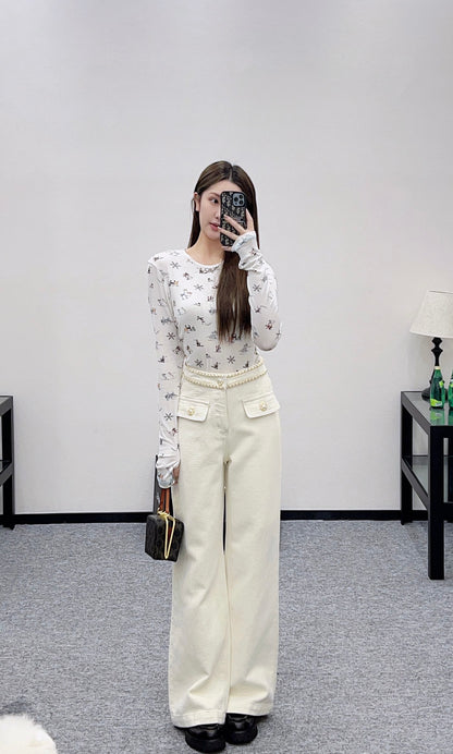 Belt Chain Wide Leg Pants