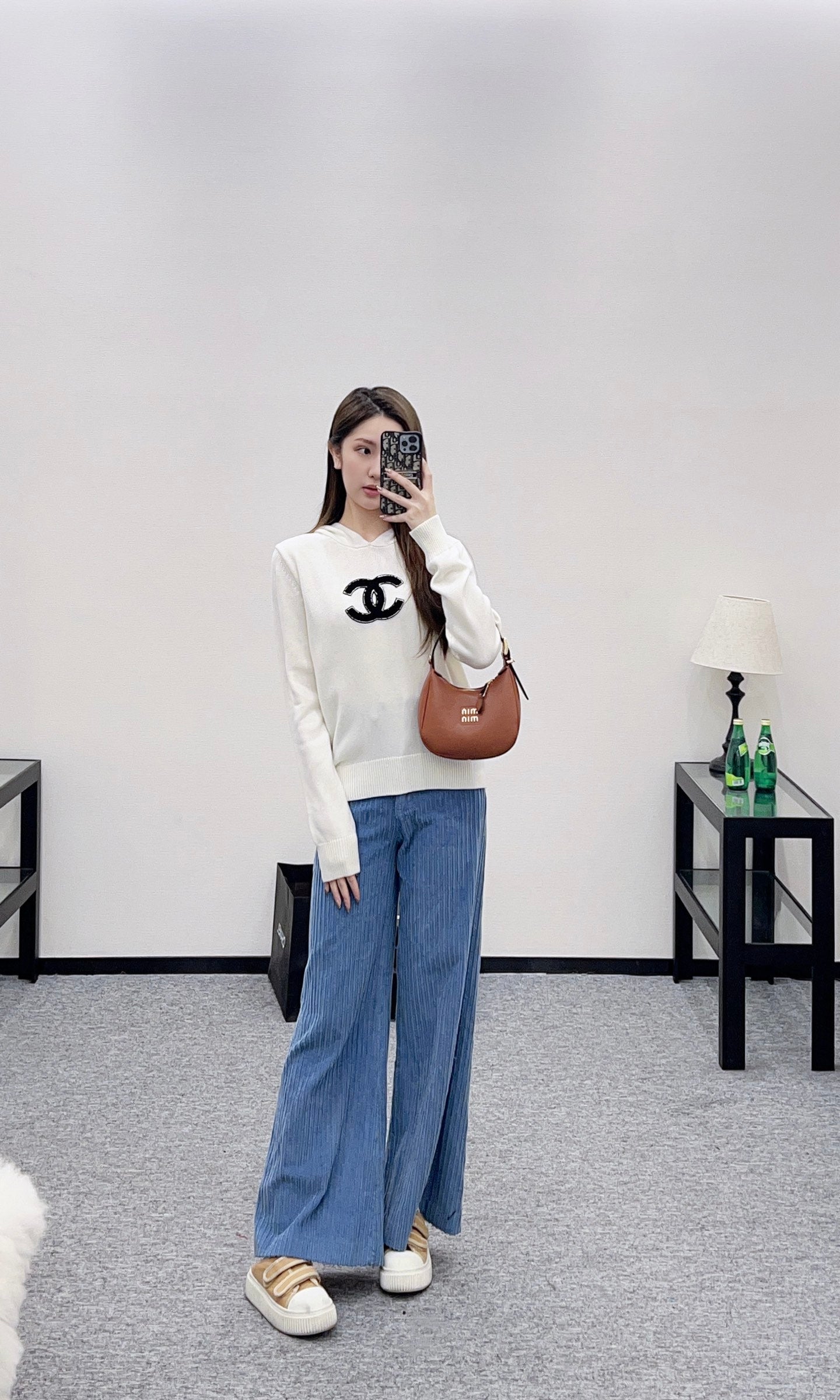 Hooded knitted sweater