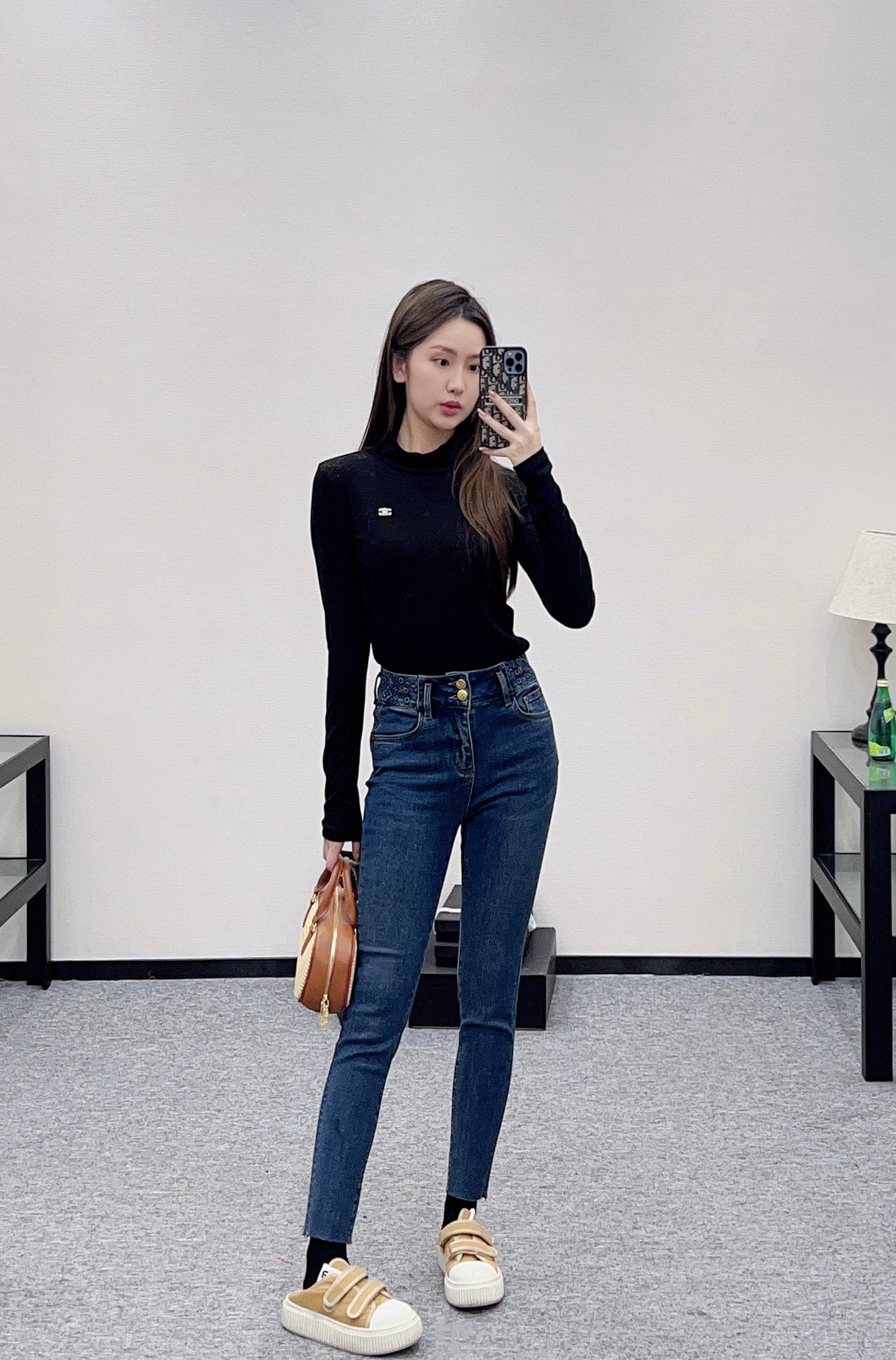 Retro velvet pencil jeans