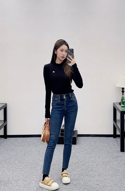 Retro velvet pencil jeans