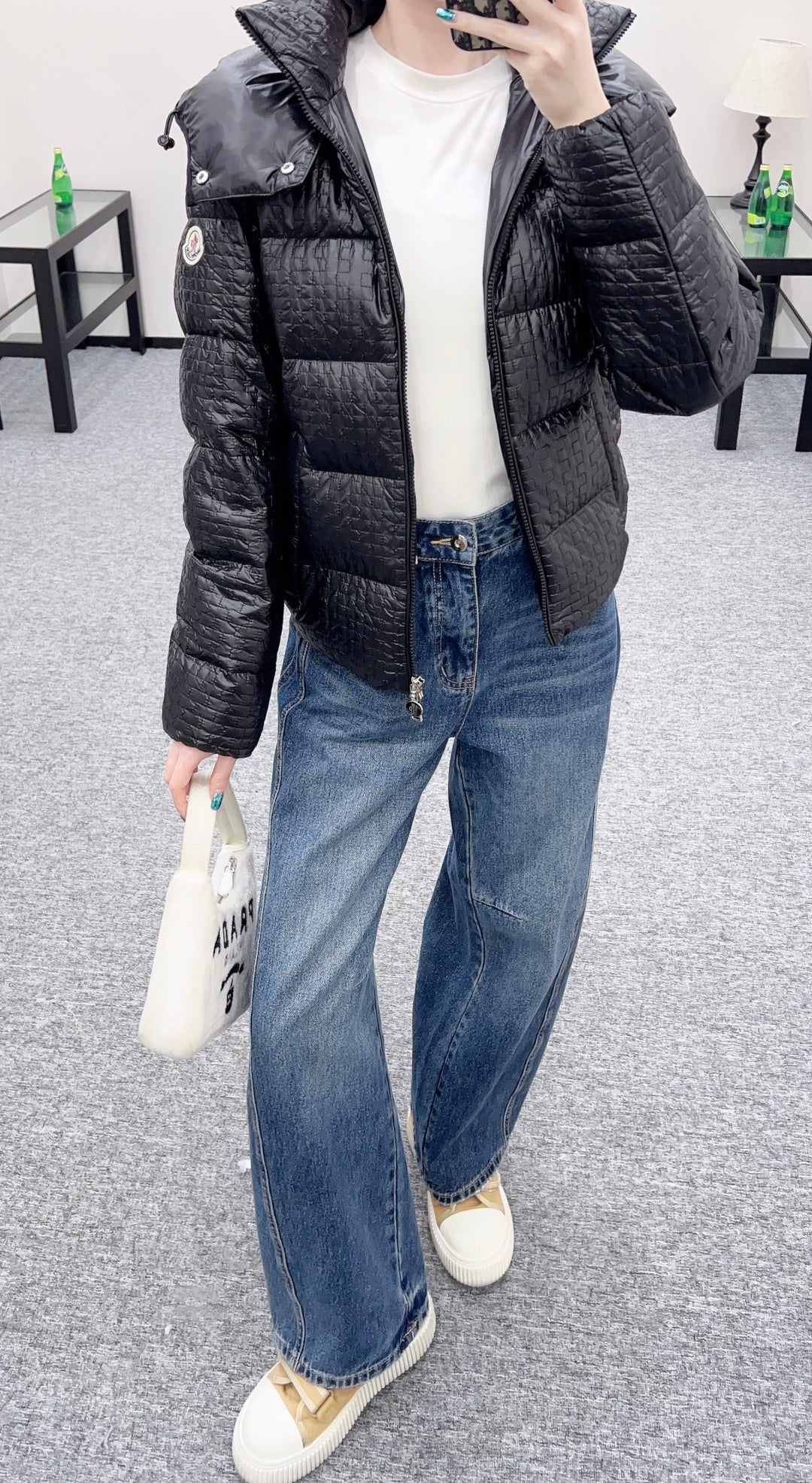 Detachable hooded down jacket