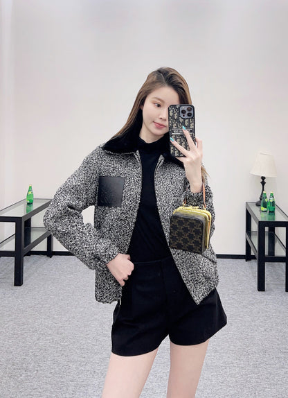 Fur collar woolen coat