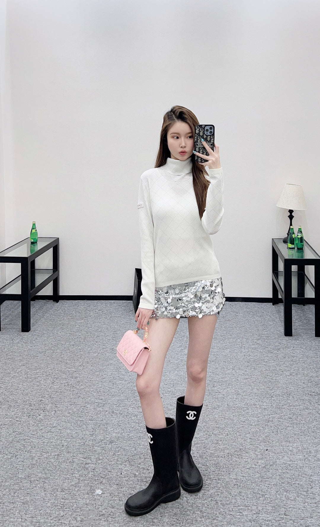 High neck knitted pullover sweater