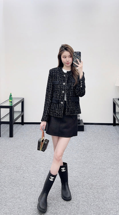 Woven round neck dress jacket