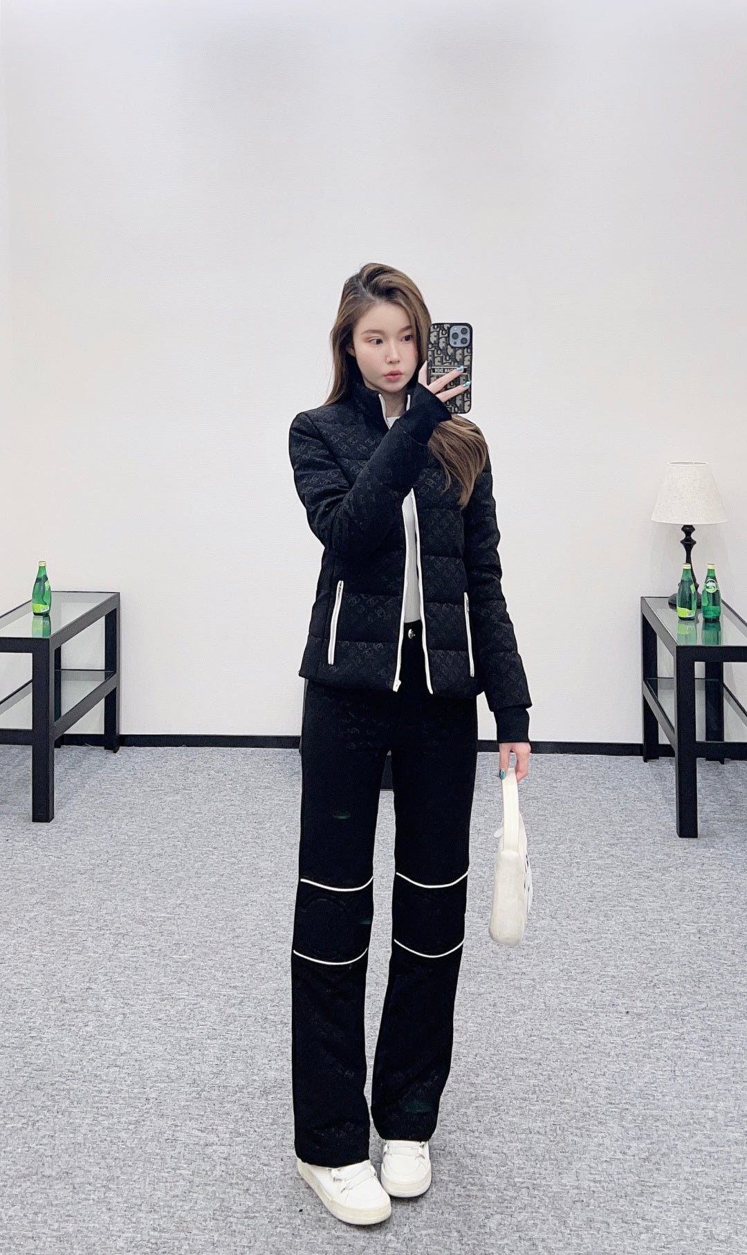 Jacquard down jacket and pants set