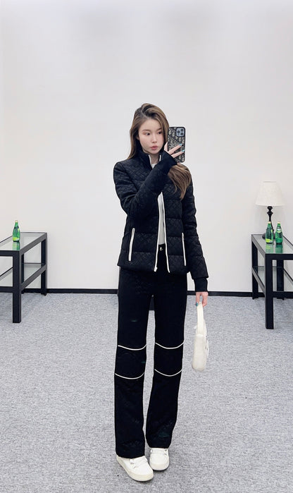 Jacquard down jacket and pants set