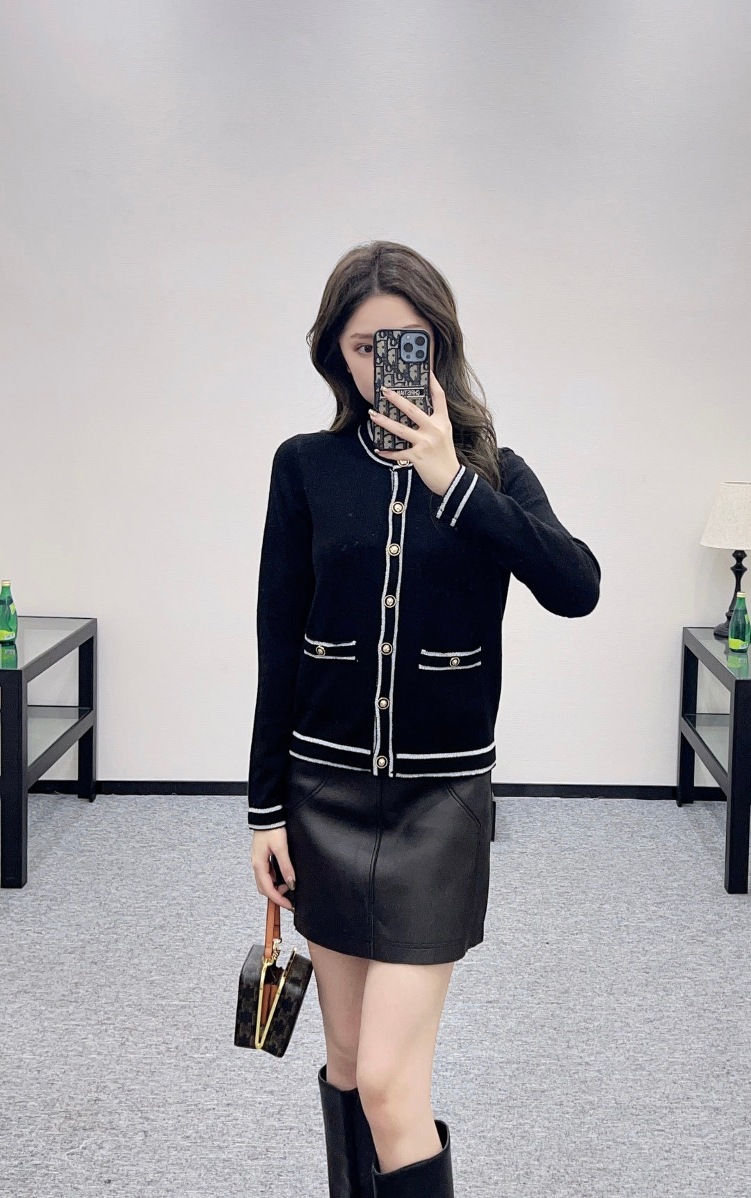 Striped border cardigan