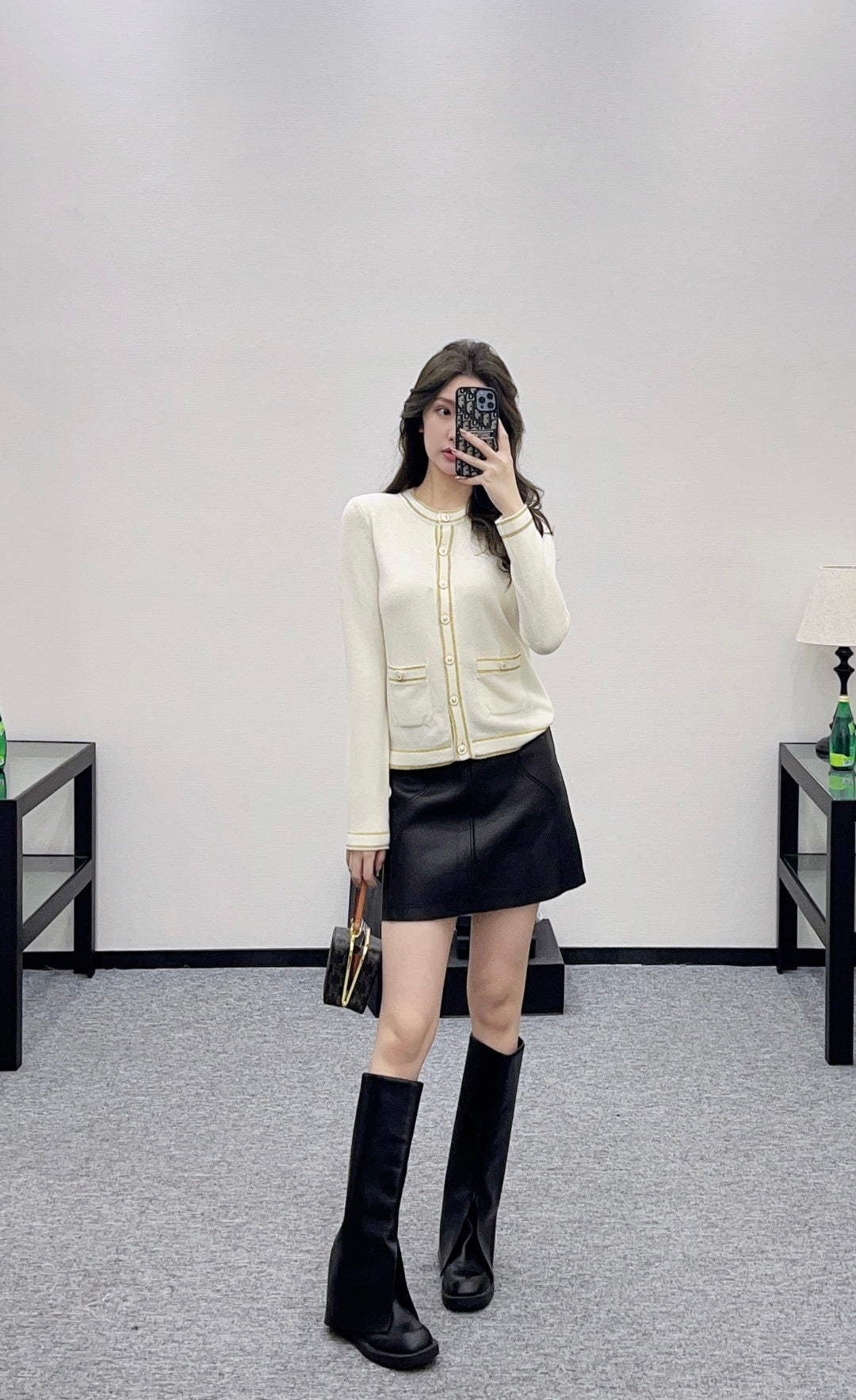 Striped border cardigan