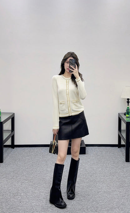 Striped border cardigan