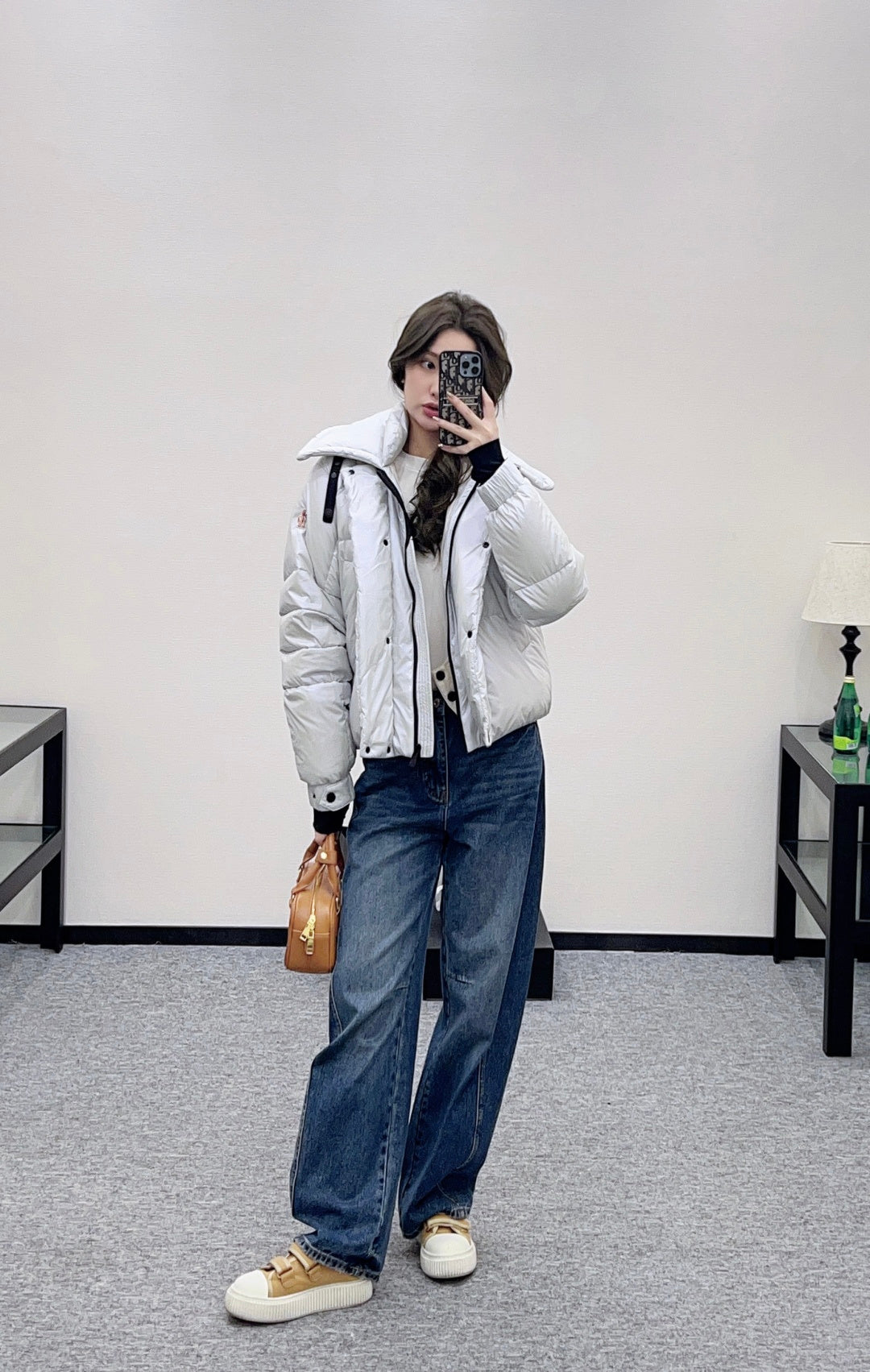 Flip collar jacket, reflective down jacket