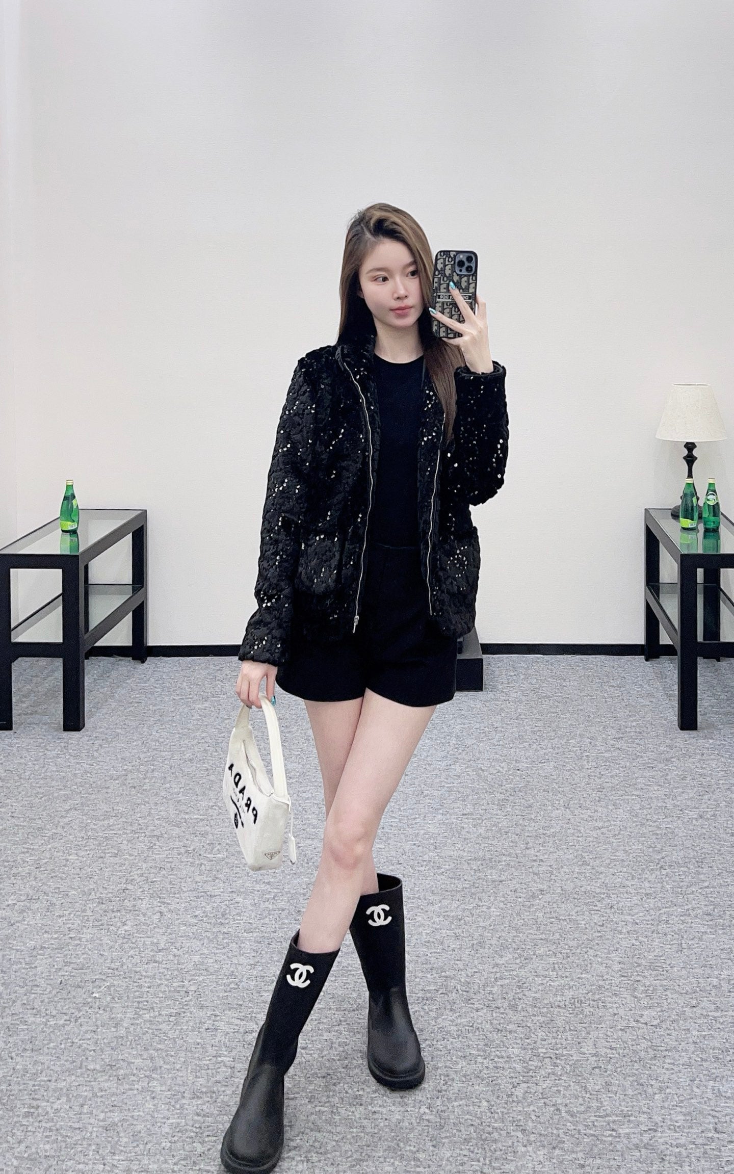 Stand up collar zipper fur cotton coat jacket
