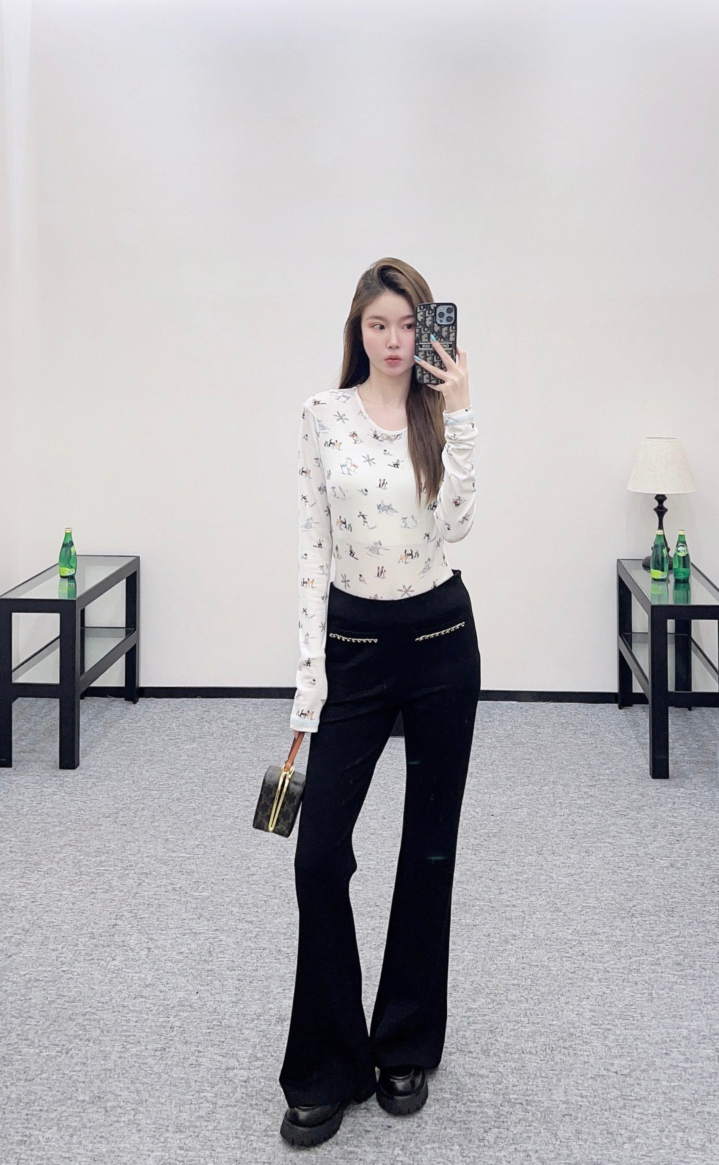 Micro zipper retro elastic pants