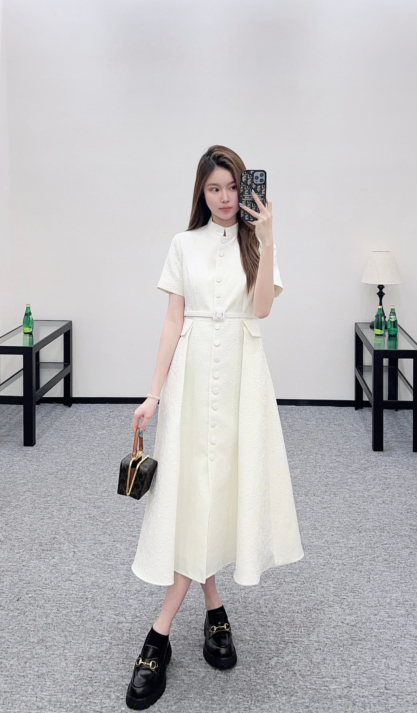 Pleated waistband dress