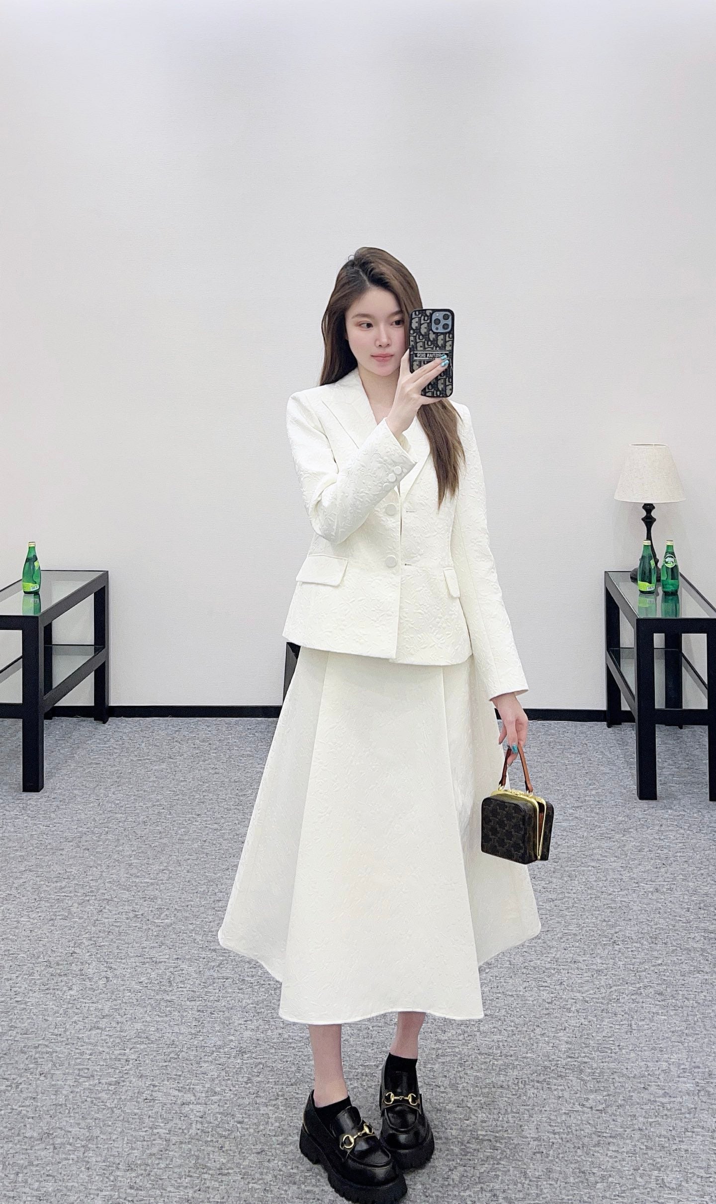 Shoulder suit half skirt set