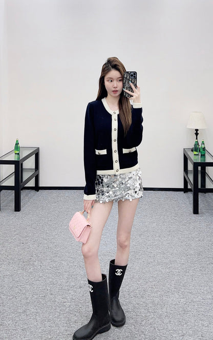 Color blocked border cardigan