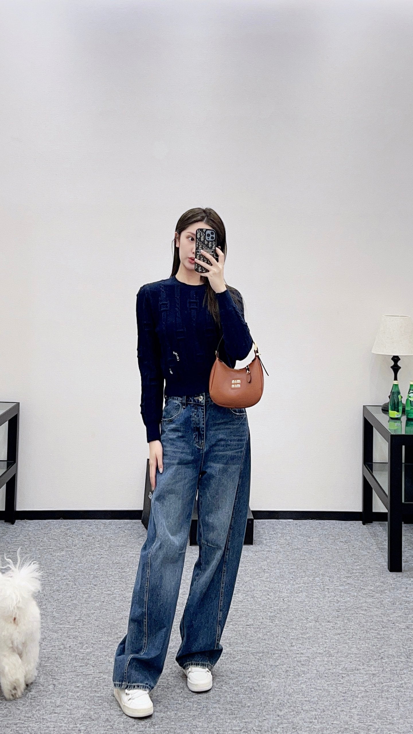 Round neck crochet letter sweater