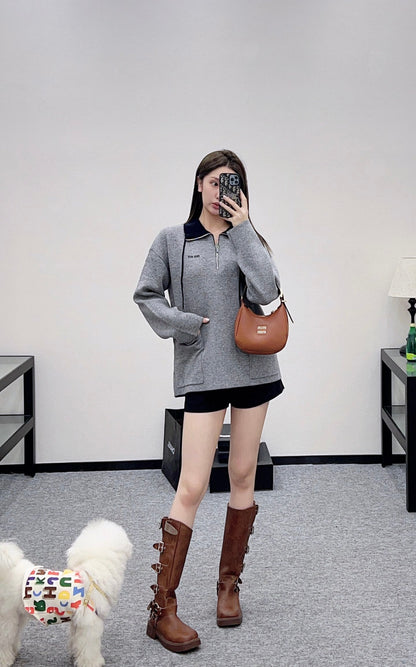 Half open collar top