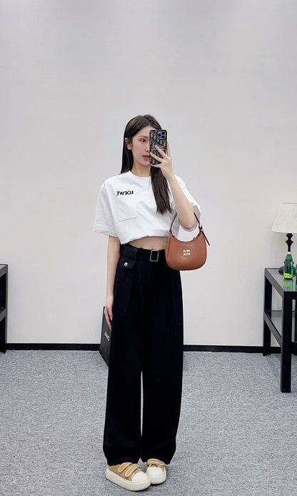 Belt Carrot Wide Leg Pants