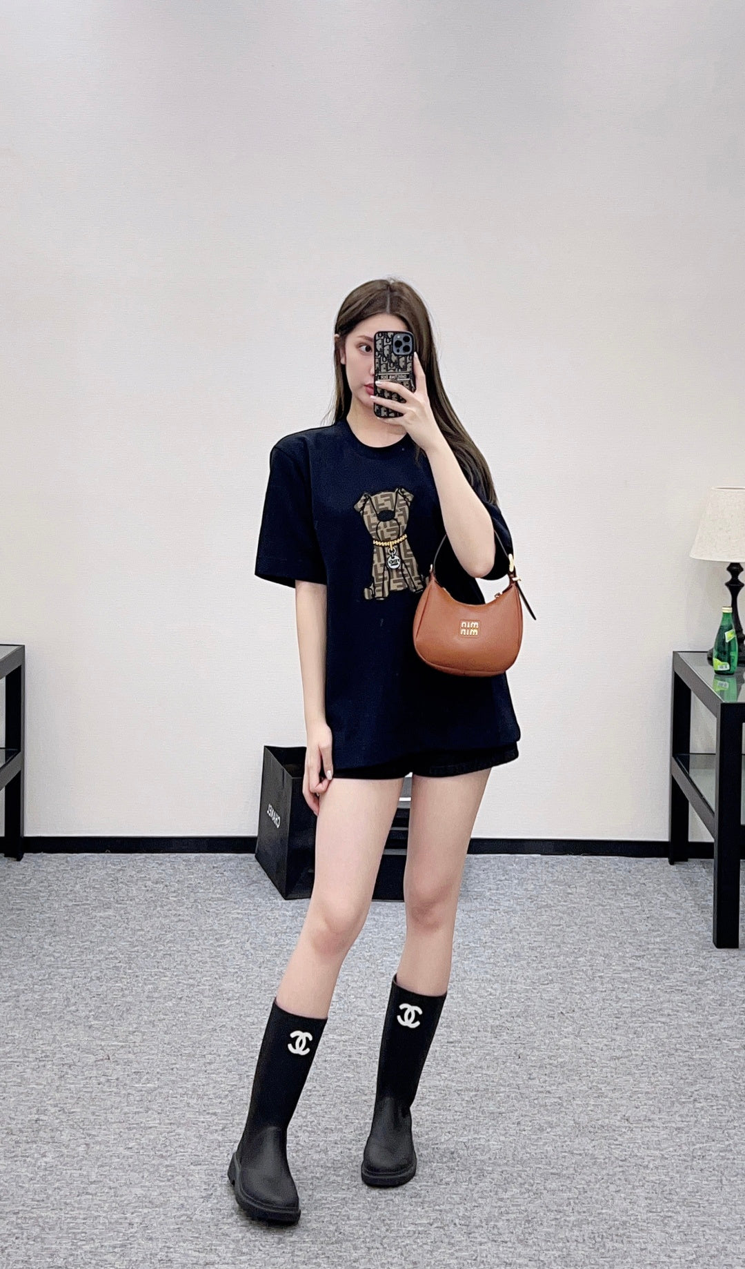 Round Neck Jacquard Cartoon T-Shirt